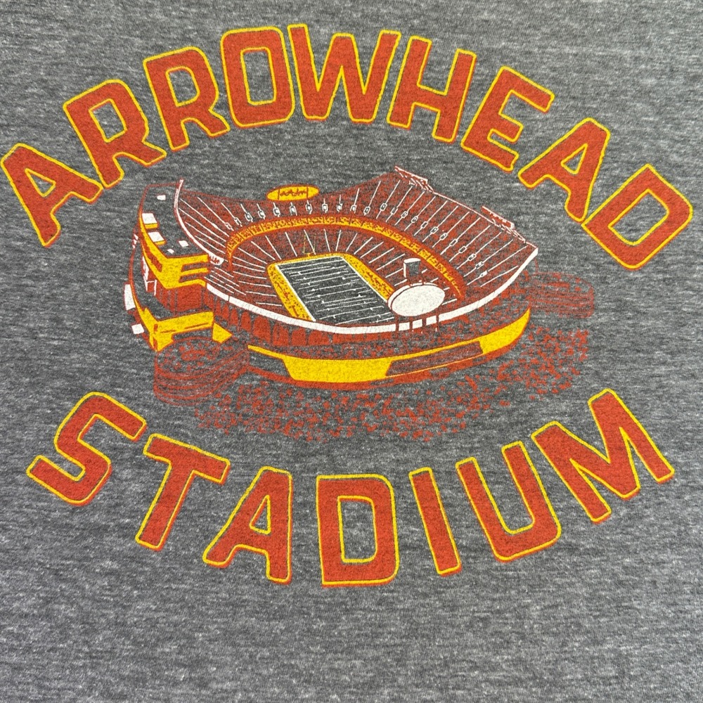 Arrowhead Stadium Shirt Men's Small Kansas City Chiefs Tee Grey Charlie Hustle‎